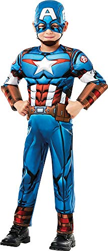 Rubies Disfraz oficial de Marvel Avengers Capitán América de lujo para niños, Color azul, medium (640833M)