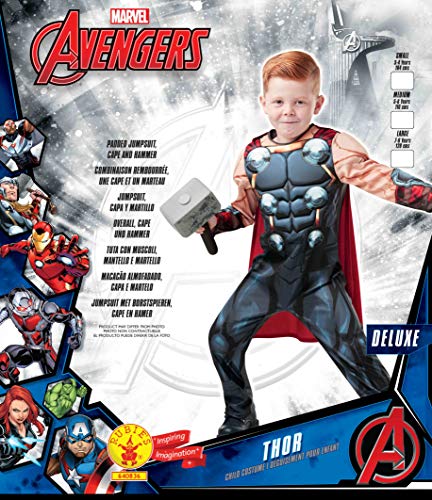 Rubies Marvel Avengers Thor Deluxe - Disfraz infantil, Color negro, M (640836M)