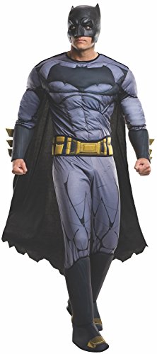 Rubie's Men's Batman Vs Superman Amanecer de Justicia Deluxe Traje de Batman, Multi, Estándar, pecho 44", cintura 30 - 34", El interior de la Pierna 33"