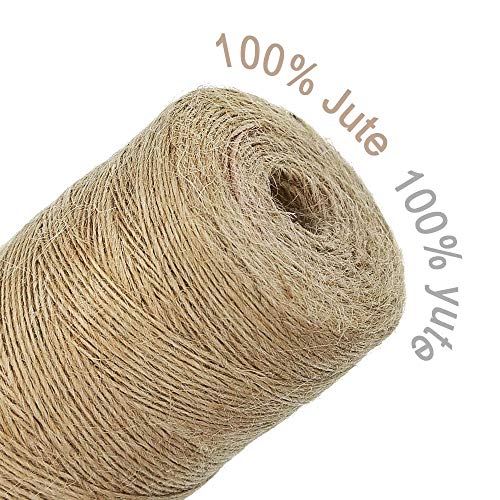 RUBY - 820 pies de Hilo Natural Yute, Cordel de cáñamo, Cuerda de Bricolaje, para Etiquetas, Regalos, Oficina, proyectos de jardinería, Manualidades DIY decoración (250 m)