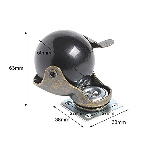 Ruedas giratorias de 5 cm, rotación de 360 Grados, Ruedas de Rueda, Placa Superior con Capucha, Ruedas de Muebles, 4 Unidades, Ball Caster + Brake