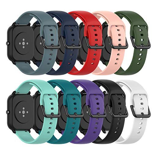 Ruentech - Correa de Silicona Compatible con Amazfit GTS/Amazfit Bip/Amazfit GTR 42mm Correa Band (Large, 10 Colores)