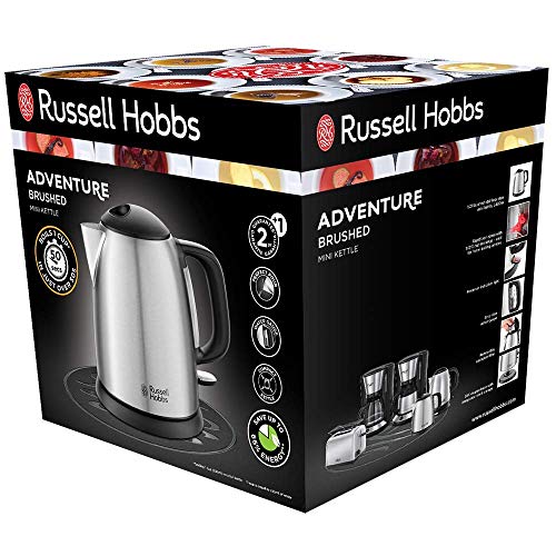 Russell Hobbs Adventure - Hervidor de agua eléctrico pequeño ( 2400 W, 1 litro, acero inoxidable, Gris) - ref. 24991-70