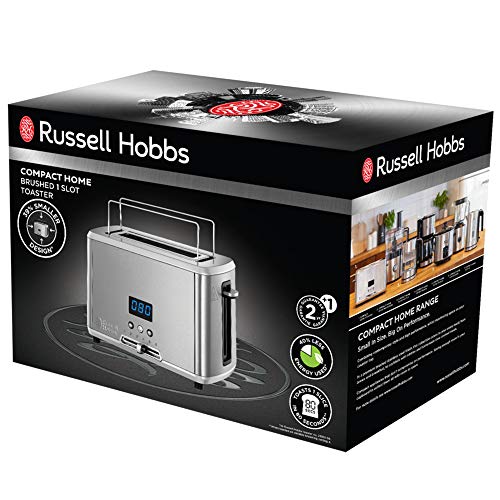 Russell Hobbs Compact Home - Tostadora (1 Ranura, Acero Inox., Tueste Rápido, Tueste Uniforme, Diseño Compacto, Gris) - ref. 24200-56