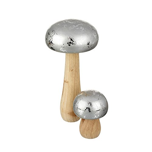 Rústico de pie de bosque con forma de champiñón/diseño de seta adorno/decoración con lámina de plata detalle – 21 cm