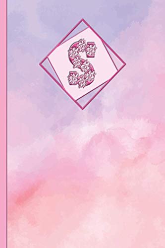 S: Monogram Initial S Pastel Pink Clouds Journal 6 x 9 120 pages