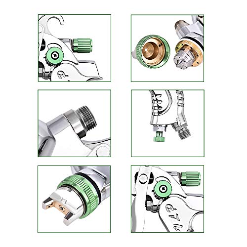 S SMAUTOP Pistola Pulverizadora De Alta Atomización Pistola Neumática De Tres Cabezales Alimentación por Gravedad con 3 Boquillas 1.4/1.7/2.0mm para Automoción, Pared, Rociado De Muebles