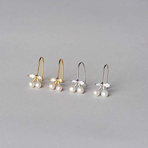 S925 Pendientes de Plata de Ley con Diamantes de Cereza para Mujer, Hechos a Mano de Manera Simple, Estilo Coreano, Pendientes de Circonita con Cuentas Dulces, WOZUIMEI, Como se muestra