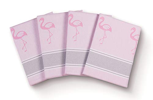 saewelo Set de 4 Trapos de Cocina Originales | 100% algodón, 50x70 cm | como Accesorios de Cocina o Toalla Seca Moderna (Flamingo, Rosa)