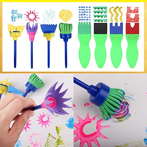 SaiXuan 57 Pcs Kits de Pinceles de Esponja,niños Gouache Craft Pinceles y Delantal Herramientas de Pintura,Acuarelas niños,Niños Pintura Temprana Artes DIY Artesanías