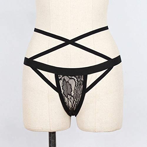 sakkdaull 3pcs Bras Cheap Bras 8 Styles Cross Bandage Panties High Waist Sheer Lace Black XL