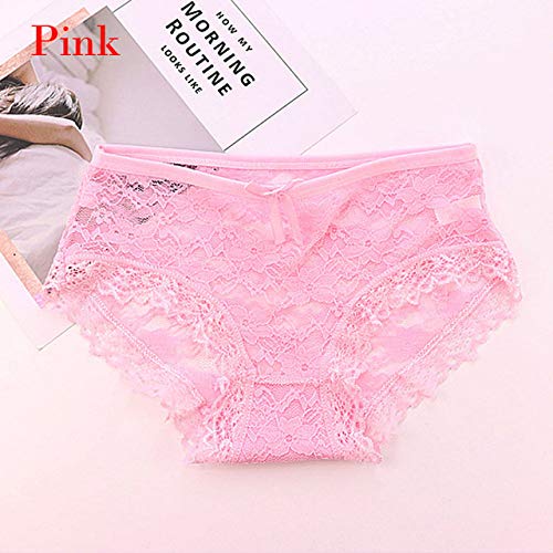 sakkdaull 3pcs Bras Cheap Bras Wireless Cotton Floral Briefs Thongs Women Underwear Sheer Transparent 2-Pink