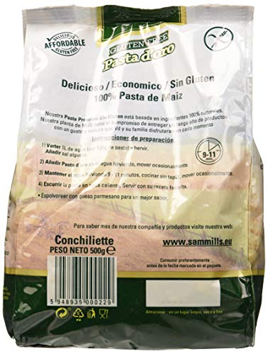 Sam Mills Conchiliette de Maíz sin Gluten - 12 Paquetes de 500 gr - Total: 6000 gr