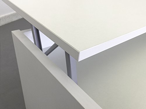 Samblo Argus - Mesa de centro elevable de melamina, color blanco, 100 x 50 x 42 cm