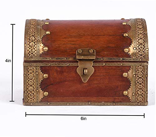 Samriddhi Arts And Crafts - Caja de madera y medio latón para joyas, almacenamiento, decoración