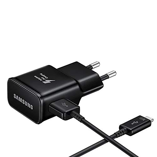 SAMSUNG Cargador Original EP-TA200EBE + Cable EP-DR140ABE (5V-2A | 9V-1.67A) Galaxy S10, S10+, S10e, S9, S9+ (Cargador + Cable Tipo C, Negro)