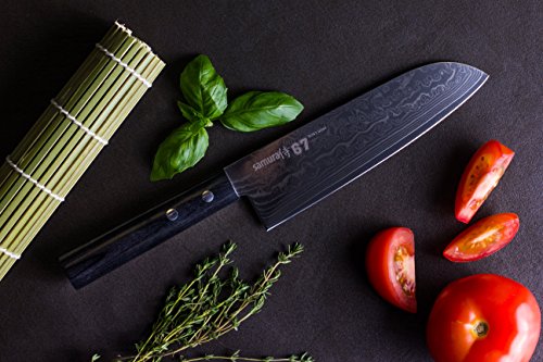 SAMURA Damasco 67 - Cuchillo de Acero japonés para santoku (7,0 Pulgadas, 67 Capas)…