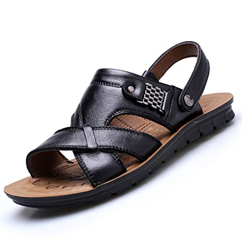 Sandalias Cuero Deportivas para Hombre Verano Exterior con Punta Abierta Sandalias de Playa Zapatillas de Exterior Montaña Senderismo Zapatos Playa Marrón Verde Café 2019