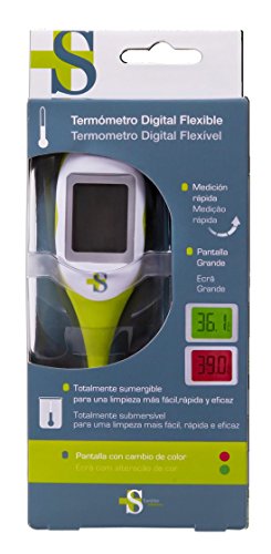 Sanitec BC0509 - Termometro Digital Pantalla Grande y Retroiluminable, color verde, blanco y gris