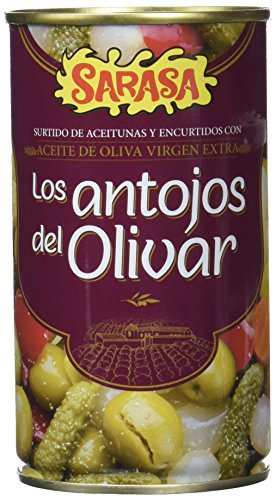 Sarasa Los Antojos del Olivar - Aceituna Verde con Hueso - Paquete de 12 x 350 gr - Total: 4200 gr