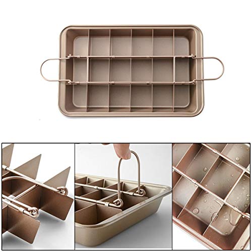 Sartén antiadherente dividida Brownie Pan/Precut Brownie Pan para rebanadas profesionales, hace 18 Brownies pre-cortados de acero al carbono