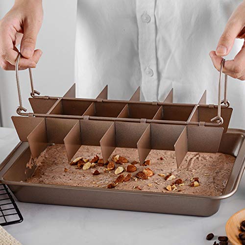 Sartén antiadherente dividida Brownie Pan/Precut Brownie Pan para rebanadas profesionales, hace 18 Brownies pre-cortados de acero al carbono