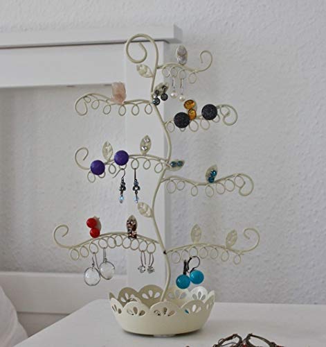 Sass & Belle - Elegante organizador de joyas metálico con forma de árbol, color crema