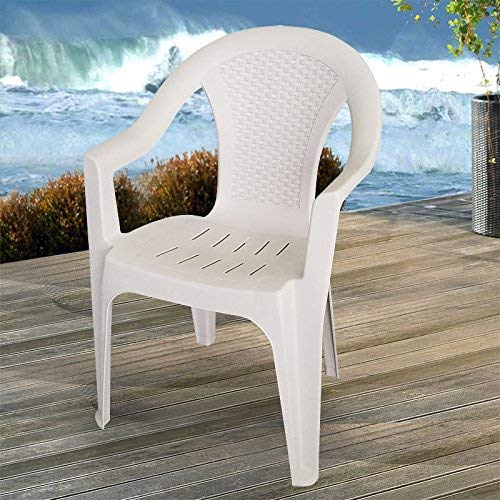 SATURNIA 8330010 Papillon 8330010-Silla Resina Rattan Respaldo bajo, Blanco, 44x56x83 cm