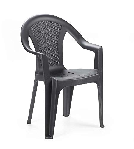 SATURNIA Rattan Silla Ratan Ischia Antracita, Negro