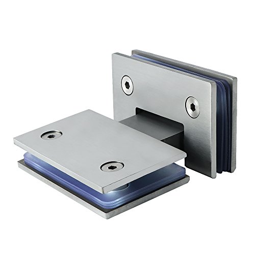 Sayayo Abrazadera de vidrio de 180 grados Vidrio con bisagra Vidrio a vidrio para puerta de vidrio/vitrina de vidrio/puerta de gabinete de vidrio, acero inoxidable grueso de 4MM cepillado acabado