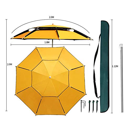 SBDLXY 6.56ft, 7.2ft Garden, Paraguas de Pesca, Inclinable 360 ​​°, Revestimiento Impermeable, Vinilo Grueso, Poste de aleación de Aluminio, Costilla de Fibra de Vidrio