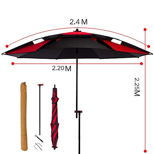 SBDLXY Paraguas de Pesca Anti-tormenta Espeso de Lluvia Alta Densidad Negro Plástico Protector Solar Aleación de Aluminio/Paraguas Universal/Levantamiento de Promesa/Diseño de Doble Capa/TR