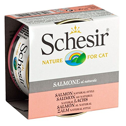 Schesir Comida Húmeda para Gato Salmón al Natural - Paquete de 14 x 85 gr - Total: 1190 gr