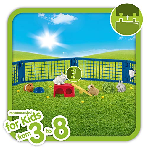 Schleich - Casa para Conejos y Cobayas con múltiples Funciones y Accesorios, Colección Farm World