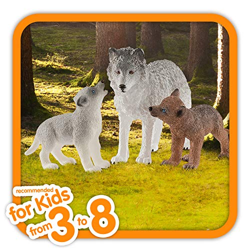 Schleich- Set de Figuras Cachorros, Colección Wild Life, Loba Gris + Lobezno marrón (42472)