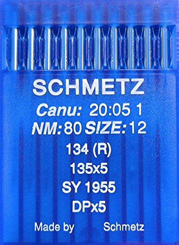 SCHMETZ - 10 agujas redondas para máquina de coser, sistema 134 (R), industrial, St. 80