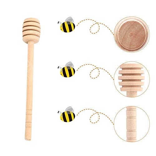 Schneespitze 50 pcs Cucharas Madera Miel Madera Honey Dipper Mermelada Miel Palo Barra Miel Wooden Honey Agitación Rod para Boda, Fiesta, Cocina, Restaurante