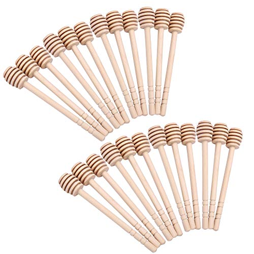 Schneespitze 50 pcs Cucharas Madera Miel Madera Honey Dipper Mermelada Miel Palo Barra Miel Wooden Honey Agitación Rod para Boda, Fiesta, Cocina, Restaurante