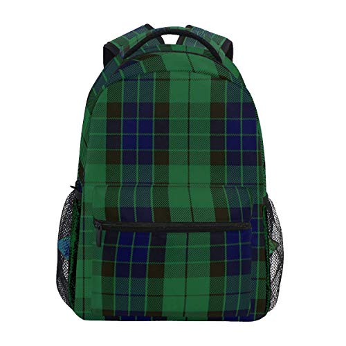 School Bags,Mackay Green Tartan College School Book Bag Athletic Travel Bag 40cm(H) x29cm(W)