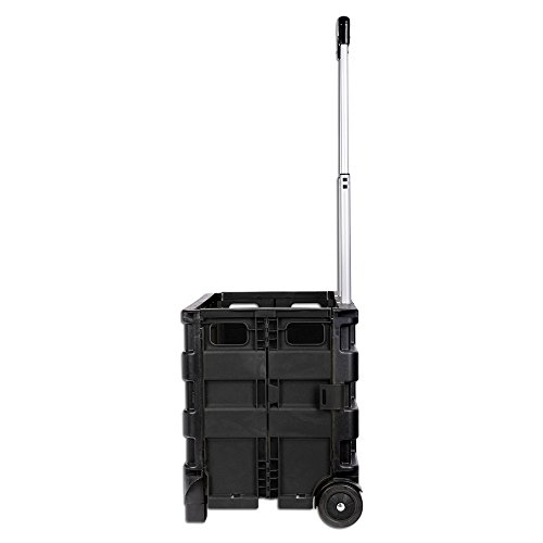 Schramm® Carro de la Compra Negro Plegable Cesta de la Compra con Caja Plegable Carro de la Compra con Bolsa de la Compra