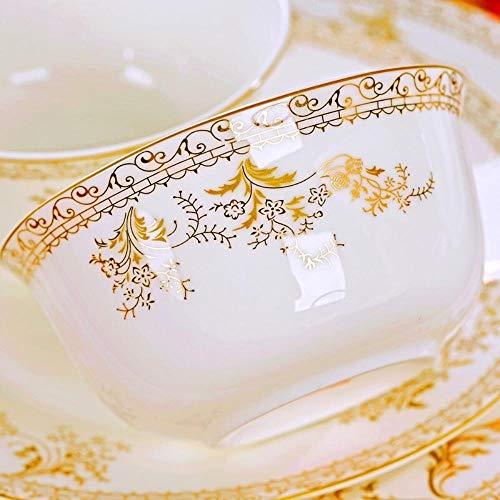 SCHS 56PCS Juego de vajilla de cerámica Bone China Vajilla Platos Platos Combinación de cerámica Servicio de Cena Set Diner Set Porcelana