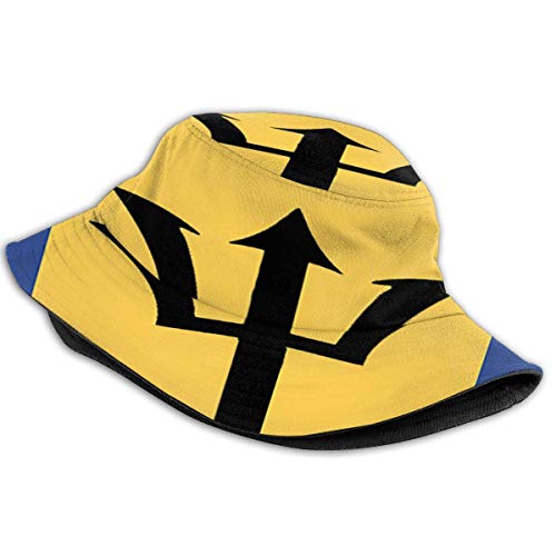 SDFRG Triángulo Tenedor Sombrero de cubo azul y amarillo Protección UV Sombreros de pescador Ligero y transpirable Boonie Cap Ala ancha Packable Sol Gorras para mujeres Hombres Pesca al aire libre Pla