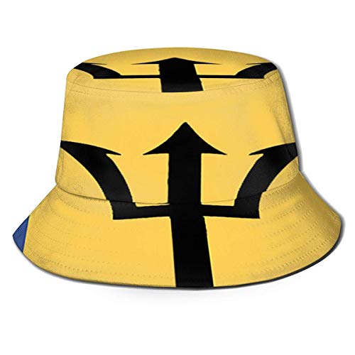 SDFRG Triángulo Tenedor Sombrero de cubo azul y amarillo Protección UV Sombreros de pescador Ligero y transpirable Boonie Cap Ala ancha Packable Sol Gorras para mujeres Hombres Pesca al aire libre Pla