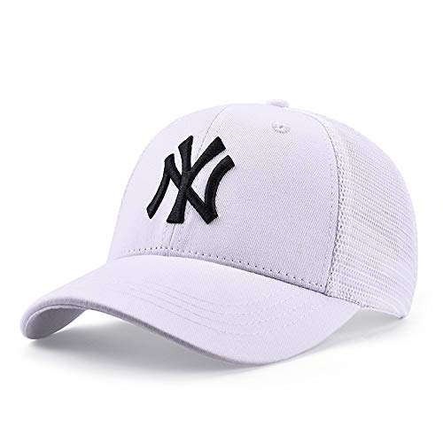 sdssup Sombrero Mujer Verano sombrilla Transpirable Sombrero Fresco Gorra de béisbol Masculino Marea Salvaje NY Gorra NY-07 Blanco Negro Palabra Malla Ajustable