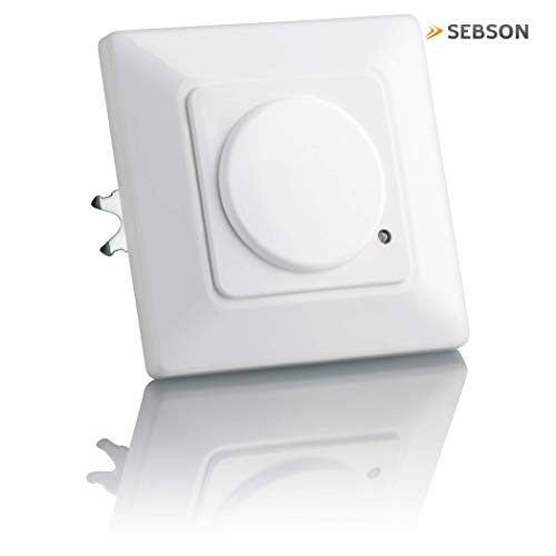 SEBSON® 2X Detector de Movimiento empotrable, Interior, HF Sensor, LED Adecuado, Montaje en Pared, programable, Alcance 15m / 180°