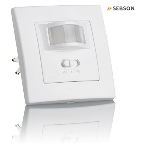 SEBSON® 2X Detector de Movimiento Empotrable, Interior, LED Adecuado, Montaje en Pared, programable, Sensor de Infrarrojos, Alcance 9m / 160°
