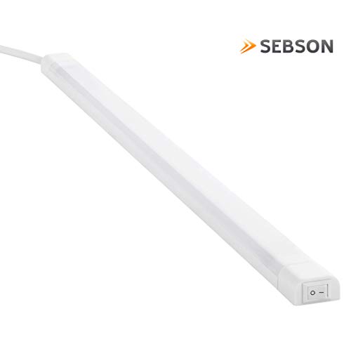 SEBSON® LED bajo mueble 50cm, Tiras de luz con enchufe e interruptor, blanco neutro 4000K, 4W Equivale de 25W, 700 Lumen, 230V, IP20, 24x13x500mm