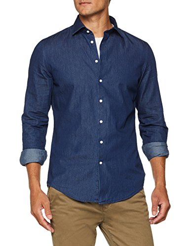 Seidensticker Slim Langarm Mit Kent Kragen Soft Denim Smart Business Camisa Vaquera, Azul (Blau 19), 40 (Talla del Fabricante: 38) para Hombre