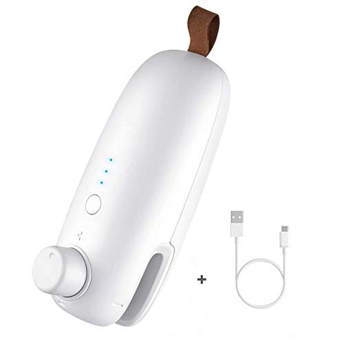 Sellador de Bolsas, Mini Sellador de Alimentos Portátil, Sellador Térmico 2 en 1 y Cortador para Bolsa de Plástico, Máquina de Sellado al Vacío con Carga USB (Blanco)