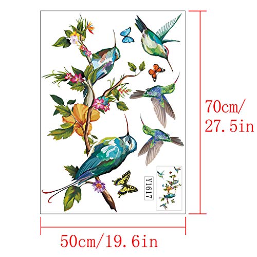 Sencillo Vida Pegatinas de pared Colibrí Pájaro vinilo adhesivo decorativo para las niñas habitación de niño Wall Stickers salón dormitorio TV fondo Inicio 50x70cm